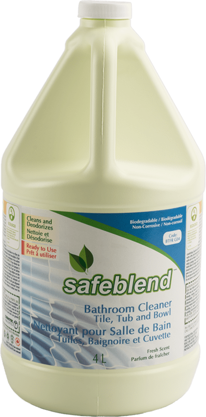large bottle of safeblend bath tub and tile cleaner carried by Haddon