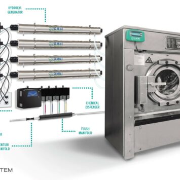 an image and diagram of the lux laundry system with advanced UV Oxidation