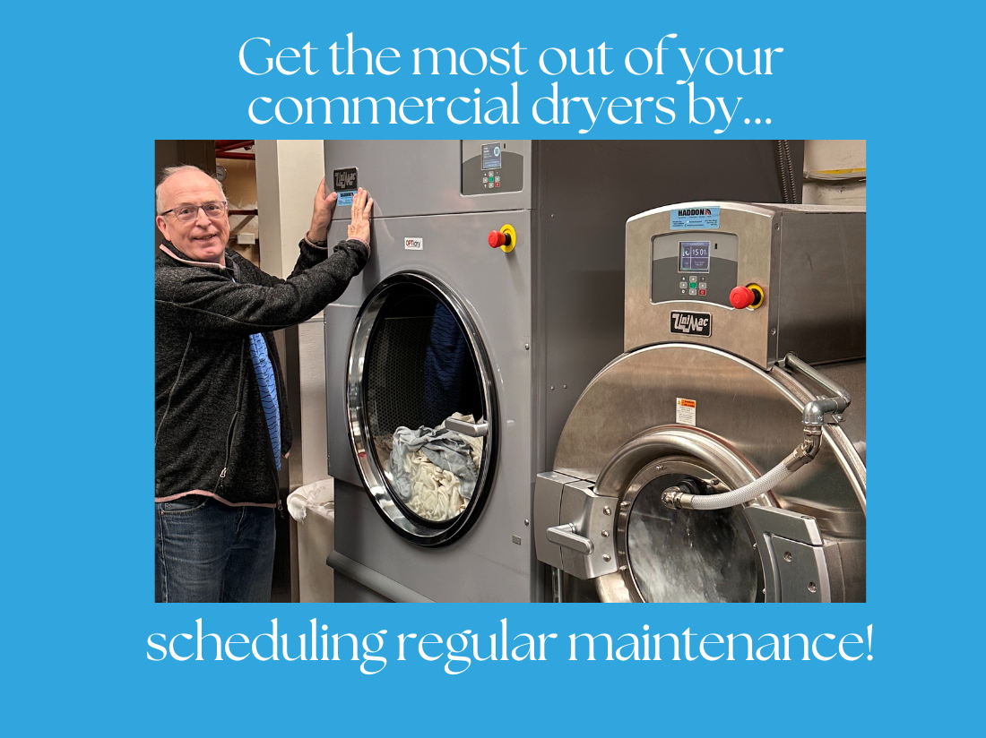 haddon service technician doing maintenance on a unimac commercial dryer