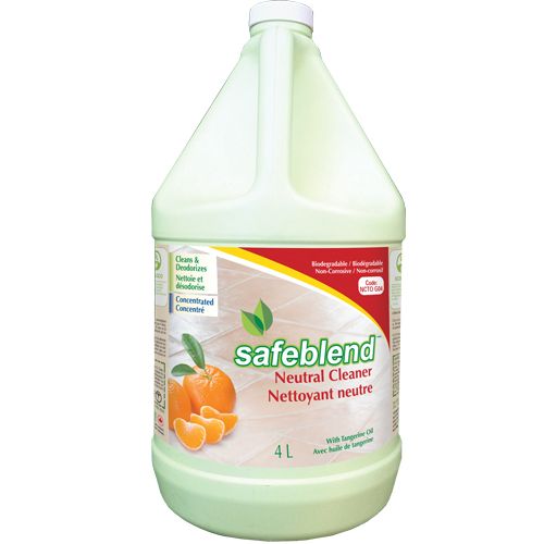 bottle of safeblend neutral cleaner used in housekeeping industry
