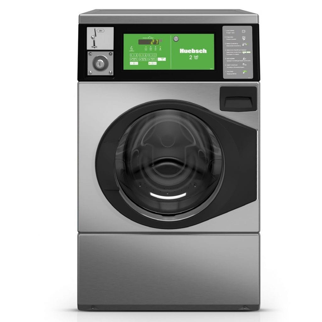 stainless steel vended front load washer by huebsch used for laundromats in bc